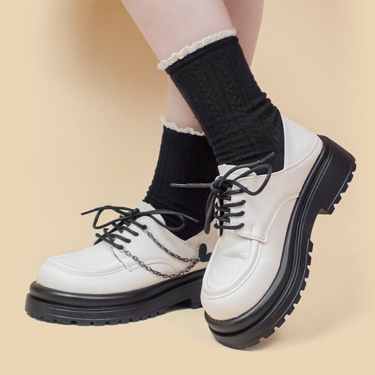 Thick Soled White Small Leather Shoes For Women